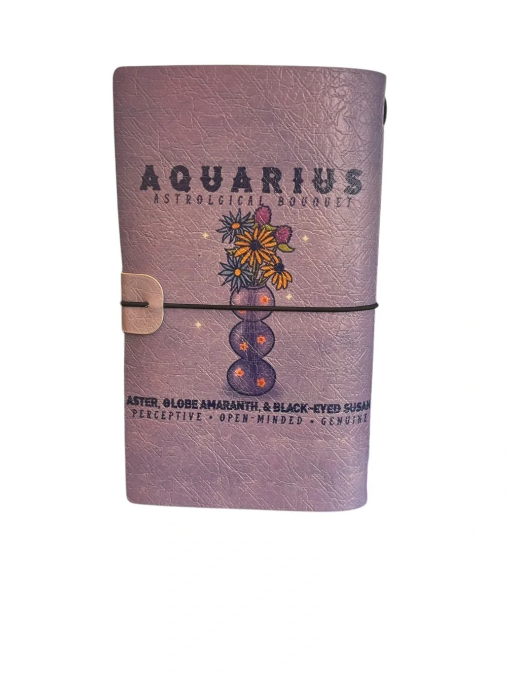 Travelers Notebook Journal Refillable Faux Leather A3 Zodiac Aquarius Purple